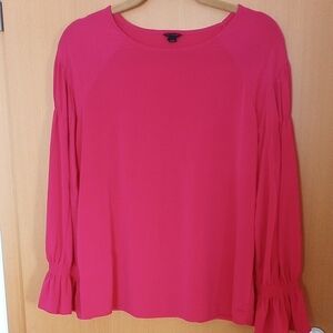 Ann Taylor Pink Bell Sleeve Boxy Blouse Beautiful Berry Color Medium
